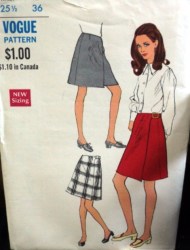7605 VOGUE 68 LO WAIST FRONT WRAP DART SKIRT/KILT PATTERN 25.5''W
